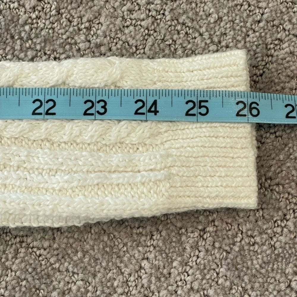 J. Crew Women's Cream/White Cable Knit Sweater, Mock Neck, Long Sleeve, Size XS